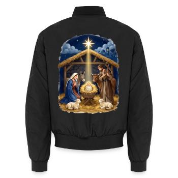 Krippenstern der Heiligen Nacht Weihnachten Jesus - Unisex Bomberjacke - Schwarz - Hinten - AI Model Male 185 light (185cm)