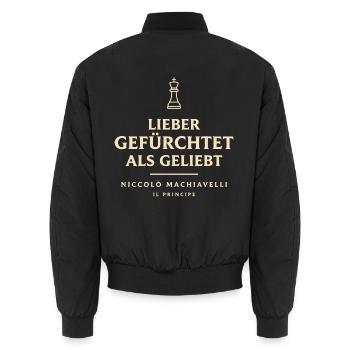 Lieber gefürchtet als geliebt Machiavelli Zitat - Unisex Bomberjacke - Schwarz - Hinten - AI Model Male 185 light (185cm)