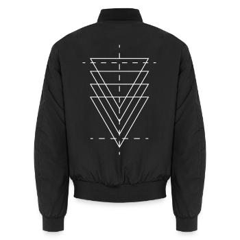 Geometrische dreieckige Kaskade - Unisex Bomberjacke - Schwarz - Hinten - AI Model Male 185 light (185cm)