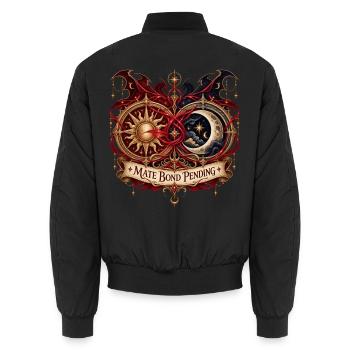 Mate Bond Pending – Sonne Mond und Drachen - Unisex Bomberjacke - Schwarz - Hinten - AI Model Male 185 light (185cm)