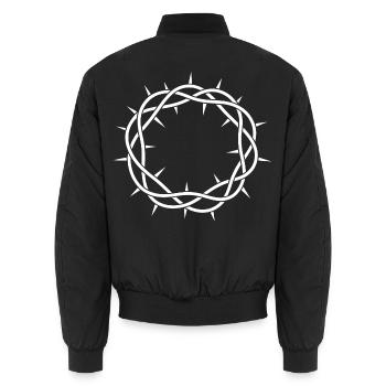 Dornenkreis-Emblem - Unisex Bomberjacke - Schwarz - Hinten - AI Model Male 185 light (185cm)