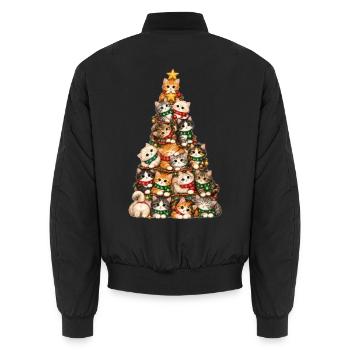 Katzen-Weihnachtsbaum-T-Shirt – Süße Katzen - Unisex Bomberjacke - Schwarz - Hinten - AI Model Male 185 light (185cm)