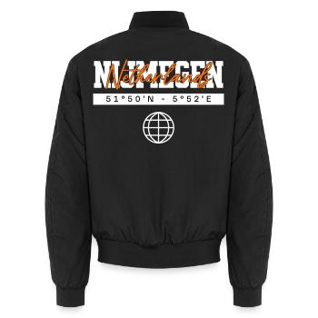 Nimwegen Niederlande Koordinaten Reise Souvenir - Unisex Bomberjacke - Schwarz - Hinten - AI Model Male 185 light (185cm)