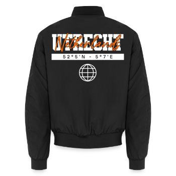 Utrecht Niederlande Koordinaten Reise Souvenir - Unisex Bomberjacke - Schwarz - Hinten - AI Model Male 185 light (185cm)