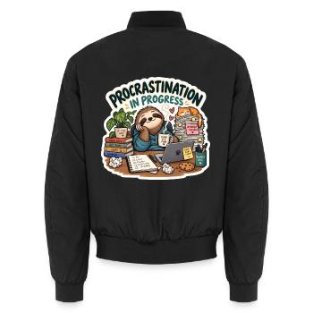 Prokrastination in Progress Cartoon - Unisex Bomberjacke - Schwarz - Hinten - AI Model Male 185 light (185cm)