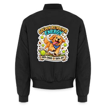 Golden Retriever Energie Print - Unisex Bomberjacke - Schwarz - Hinten - AI Model Male 185 light (185cm)