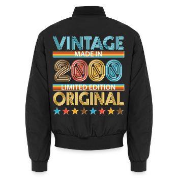 2000 - Unisex Bomberjacke - Schwarz - Hinten - AI Model Male 185 light (185cm)