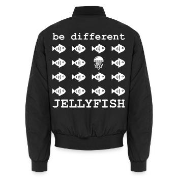 Jellyfish Be Different Qualle und Fische Spruch - Unisex Bomberjacke - Schwarz - Hinten - AI Model Male 185 light (185cm)