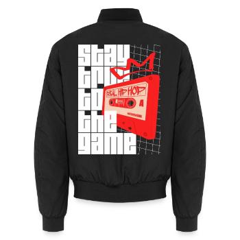 Stay True To The Game - Hip Hop Statement - Unisex Bomberjacke - Schwarz - Hinten - AI Model Male 185 light (185cm)