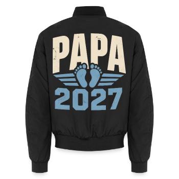 Papa 2027 Vorfreude Auf Das Erste Baby - Unisex Bomberjacke - Schwarz - Hinten - AI Model Male 185 light (185cm)