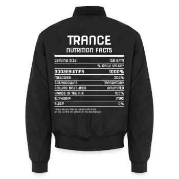 Trance Nutrition Facts - 138 BPM - Unisex Bomberjacke - Schwarz - Hinten - AI Model Male 185 light (185cm)
