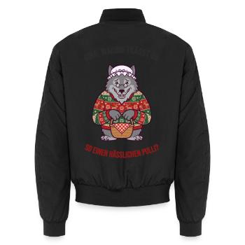 Hässlicher Weihnachtspullover – Wolf & Oma - Unisex Bomberjacke - Schwarz - Hinten - AI Model Male 185 light (185cm)