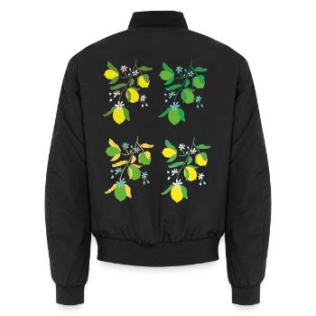 Zitronenzweig Blütenmuster - Unisex Bomberjacke - Schwarz - Hinten - AI Model Male 185 light (185cm)