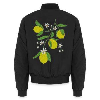 Zitronenzweig Glitzerdesign - Unisex Bomberjacke - Schwarz - Hinten - AI Model Male 185 light (185cm)