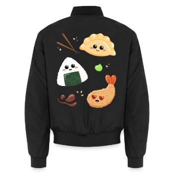 Asia Snacks für Essensliebhaber und Japan Fans - Unisex Bomberjacke - Schwarz - Hinten - AI Model Male 185 light (185cm)