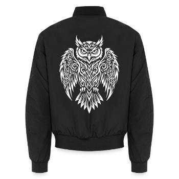 Tribal Eule mit ausgebreiteten Flügeln - Unisex Bomberjacke - Schwarz - Hinten - AI Model Male 185 light (185cm)