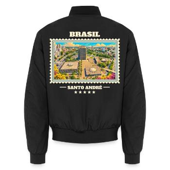 Brasilien Santo André Vintage Reisemarke - Unisex Bomberjacke - Schwarz - Hinten - AI Model Male 185 light (185cm)