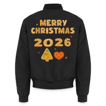 Fröhliche Weihnachten 2026  - Unisex Bomberjacke - Schwarz - Hinten - AI Model Male 185 light (185cm)