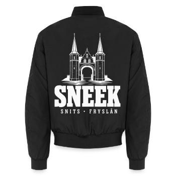 Sneek Snits Waterpoort Friesland Hoodie, Shirt - Unisex Bomberjacke - Schwarz - Hinten - AI Model Male 185 light (185cm)