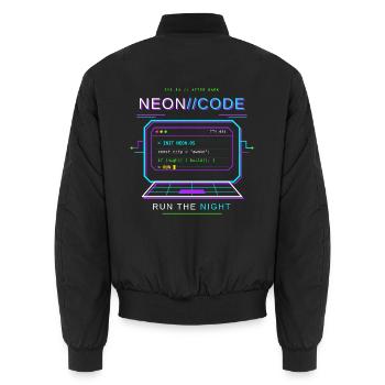 Neon Code Cyberpunk Terminal - Unisex Bomberjacke - Schwarz - Hinten - AI Model Male 185 light (185cm)
