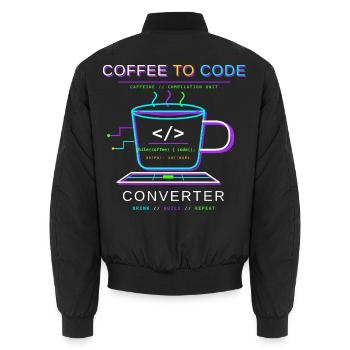Coffee to Code Converter - Unisex Bomberjacke - Schwarz - Hinten - AI Model Male 185 light (185cm)