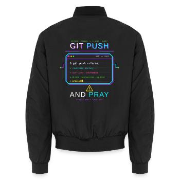 Git Push – Force and Pray - Unisex Bomberjacke - Schwarz - Hinten - AI Model Male 185 light (185cm)