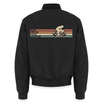 Eat Sleep Bike Repeat Für Radfahrer Radsport Retro - Unisex Bomberjacke - Schwarz - Hinten - AI Model Male 185 light (185cm)