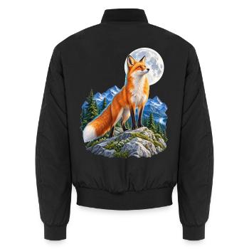 Wolf heult vor dem Mond Mondlicht Wolf wilde Tiere - Unisex Bomberjacke - Schwarz - Hinten - AI Model Male 185 light (185cm)