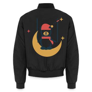 Eisbär auf der Mondschaukel – Wintertraum - Unisex Bomberjacke - Schwarz - Hinten - AI Model Male 185 light (185cm)