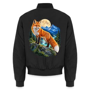 Fuchs Vollmond Wald Berge Tiermotiv für Füchse - Unisex Bomberjacke - Schwarz - Hinten - AI Model Male 185 light (185cm)
