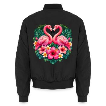 Niedlicher Flamingo Süße Flamingos - Unisex Bomberjacke - Schwarz - Hinten - AI Model Male 185 light (185cm)