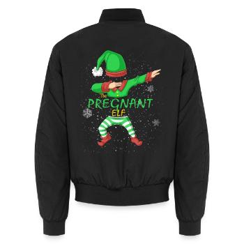 Schwangere Elfe, passende Familien-Weihnachtshemd - Unisex Bomberjacke - Schwarz - Hinten - AI Model Male 185 light (185cm)