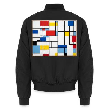 Mondrian Lines Primärfarbenspiel - Unisex Bomberjacke - Schwarz - Hinten - AI Model Male 185 light (185cm)