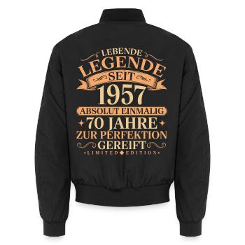 Jahrgang 1957 geboren 70. Geburtstag Geschenk - Unisex Bomberjacke - Schwarz - Hinten - AI Model Male 185 light (185cm)