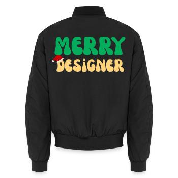 Fröhliches Weihnachtsgeschenk mit Designer-Grafikgrafiker - Unisex Bomberjacke - Schwarz - Hinten - AI Model Male 185 light (185cm)