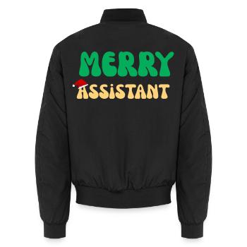 Frohe Assistenten-Weihnachten Virtuelles PA-Büro-Geschenk - Unisex Bomberjacke - Schwarz - Hinten - AI Model Male 185 light (185cm)