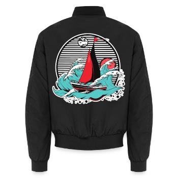 Grafik Segeln - Unisex Bomberjacke - Schwarz - Hinten - AI Model Male 185 light (185cm)