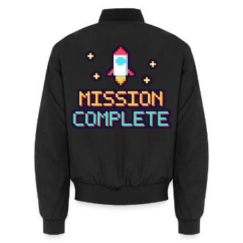 Pixel Mission Abgeschlossen - Unisex Bomberjacke - Schwarz - Hinten - AI Model Male 185 light (185cm)