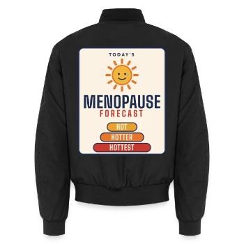 Wechseljahresvorhersage lustiges Hitzewallungsgeschenk - Unisex Bomberjacke - Schwarz - Hinten - AI Model Male 185 light (185cm)