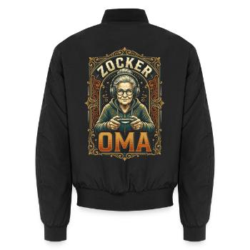 Zocker Oma Gaming Zocken Gamer Lustig - Unisex Bomberjacke - Schwarz - Hinten - AI Model Male 185 light (185cm)