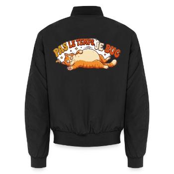 Humor-Katze – No Time I Bug - Unisex Bomberjacke - Schwarz - Hinten - AI Model Male 185 light (185cm)