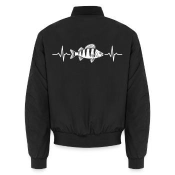 Barsch Herzschlag - Unisex Bomberjacke - Schwarz - Hinten - AI Model Male 185 light (185cm)
