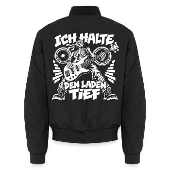 Tiefe Töne Bassist - Unisex Bomberjacke - Schwarz - Hinten - AI Model Male 185 light (185cm)