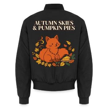 Herbsthimmel und Kürbiskuchen Herbstfuchs - Unisex Bomberjacke - Schwarz - Hinten - AI Model Male 185 light (185cm)