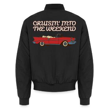 Cruisin ins Wochenende Retro-Auto 50er - Unisex Bomberjacke - Schwarz - Hinten - AI Model Male 185 light (185cm)