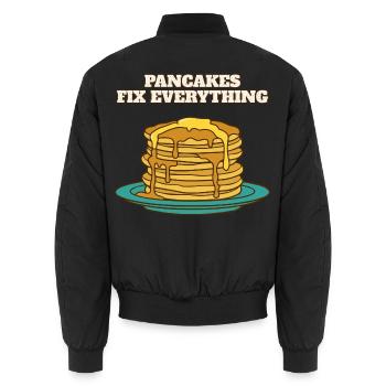 Pfannkuchen reparieren alles lustiges Frühstück - Unisex Bomberjacke - Schwarz - Hinten - AI Model Male 185 light (185cm)