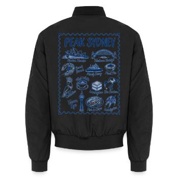 Sydney, Australien Ikonische Wahrzeichen - Unisex Bomberjacke - Schwarz - Hinten - AI Model Male 185 light (185cm)