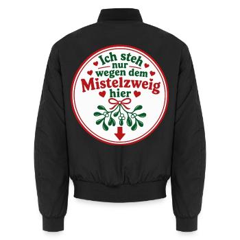 Mistelzweig Pärchen Weihnachten Partnerlook - Unisex Bomberjacke - Schwarz - Hinten - AI Model Male 185 light (185cm)