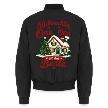 Weihnachten bei Oma und Opa Enkel Kinder - Unisex Bomberjacke - Schwarz - Hinten - AI Model Male 185 light (185cm)