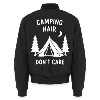 Camping Hair Don't Care - Unisex Bomberjacke - Schwarz - Hinten - AI Model Male 185 light (185cm)